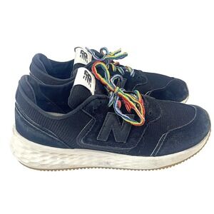 New Balance X-70 Sneakers Womens 8.5 Black Suede Mesh Rainbow Lace Up Shoes